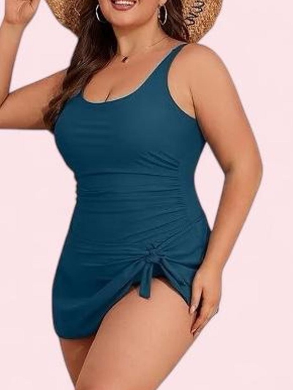 Eomenie Swimdress Large Dark Teal Tummy Control One Piece Skirt Swimsuit